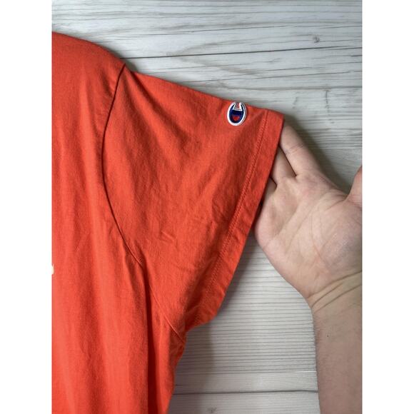 Champion Shirt Womens 3X Orange Spell Out Logo Short Sleeve Tee Athletic Casual - Picture 3 of 9